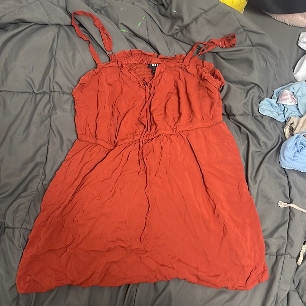 Dark orange flowy top
